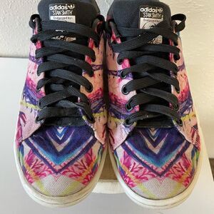 Adidas Stan Smith Floral Paint Shoes Size 7 EUC